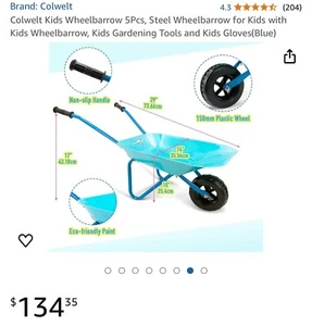 Kids Wheelbarrow 5Pcs, Steel Wheelbarrow for Kids with Kids Wheelbarrow Blue - Bild 1 von 2