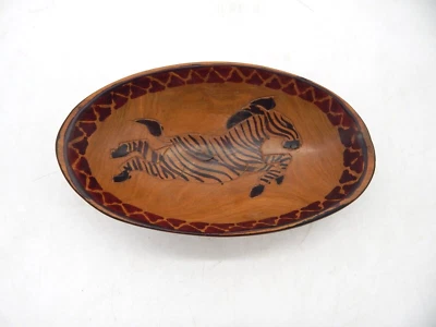 Деревянная чаша-зебра ручной работы в деревенском стиле с африканским дизайном - Изображение 1 из 4