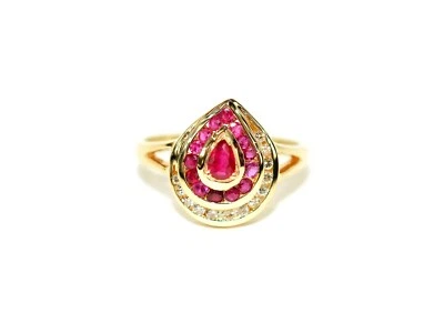 Natural Ruby & Diamond Ring 14K Solid Gold .71tcw Ruby Ring Gemstone Ring - Image 1 of 4