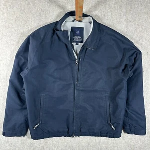 Gap Jacket Mens Large Navy Blue Solid Full Zip Snap Basic Outdoor Preppy Bomber - Picture 1 of 10