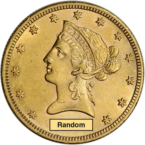 US Gold $10 Liberty Head Eagle - AU Condition - Random Date Cover