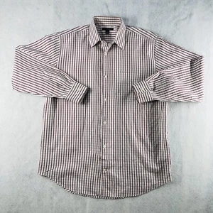 BANANA REPUBLIC Mens Dress Shirt Sz 16 Large Maroon White Check Career Casual - Picture 1 of 8