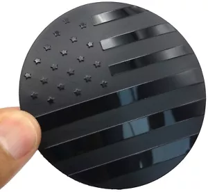 1x Patriotic American Flag Decal Sticker Emblem Aluminum Dome 65mm 2.55" Black - Foto 1 di 21
