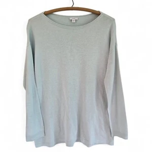 JJill Purejill Damen Strickpullover klein hellblau grün Rundhals geteilter Saum - Bild 1 von 9