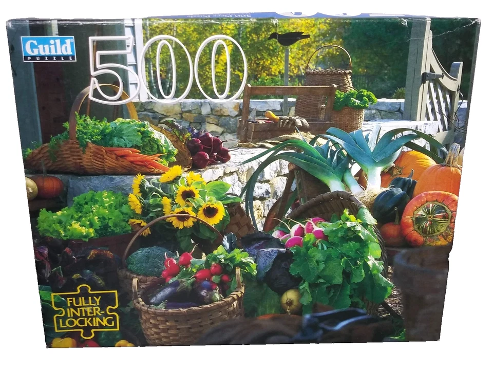 Guild Jigsaw Puzzle Barn in Oregon and Grandma's Quilt 500 Pcs 1996 Set of 2