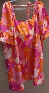 Free Assembly Women's Square Neck Mini Dress Puff Sleeves Size XXL $26 - Picture 1 of 11