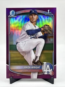 2025 Bowman Chrome Fuchsia Refractor #/199 #BCP-143 Jakob Wright Los Angeles - Picture 1 of 2