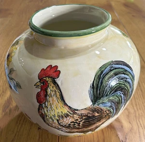 Vintage Large Chinese Jardiniere Hand Painted Chickens And Flowers - Picture 1 of 7