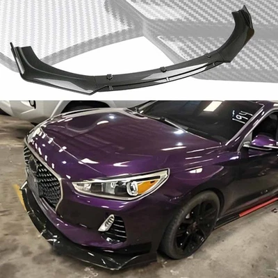 Carbon Fiber Look Front Bumper Lip Splitter Canards For Hyundai	Elantra GT 13-20 Foto 1 de 4