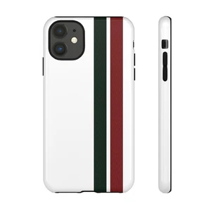 White Tough Case For iPhone 16, Red Green Stripes Design Glossy or Matte - Picture 1 of 252