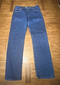 Original Levi’s 501 Men’s 33x36 Straight Leg Button Fly Dark Blue Denim Jeans - Picture 1 of 8