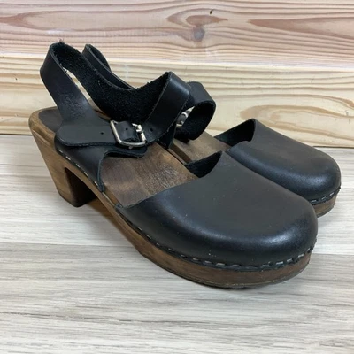 Mia Sofia Suecia Mary Jane 38 EU 8 EE. UU. Tacón Bloque Madera Cuero Negro Wimsygoth Foto 1 de 4