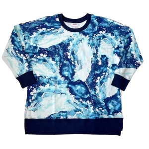 XL HANNAH LuLaRoe ~ BLUE TIE DYE PATTERN ~ Sizes 16-18 Crewneck Sweatshirt - Picture 1 of 5