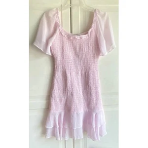 BCBGeneration Women's Sz 2 Smocked Pink Tiered Ruffle Dress NWT - Picture 1 of 12