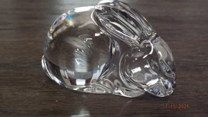 VAL ST LAMBERT De Sousa 4" Fine Crystal  BUNNY RABBIT FIGURINE Signed - Picture 1 of 9