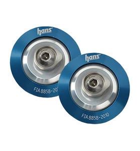 Hans Hybrid Pfosten Clips Helm mit Schlüssel Paar M6 Gewinde Rennen Rallye Auto blau - Bild 1 von 5