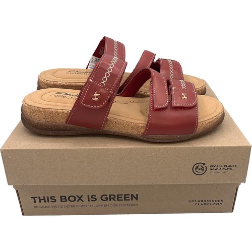 Sandali Clarks England ROSEVILLE BAY pelle rossa 65242 ($125) donna 7 5 nuovi