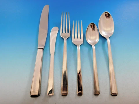 Modern Classic by Lunt Sterling Silver Flatware Set for 12 Service 72 pieces Cover