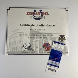 Ticket Stub 8/24/2008 Indianapolis Colts Buffalo Bills First NFL Game Lucas Oil - Picture 1 of 5