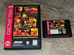 WWF Raw Sega Genesis Game + Box Authentic - Picture 1 of 5