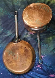 VINTAGE TOURNUS FRENCH 10 IN Skillet Frying PAN & 9 inch 2.8qt Pan. See Details - Picture 1 of 6