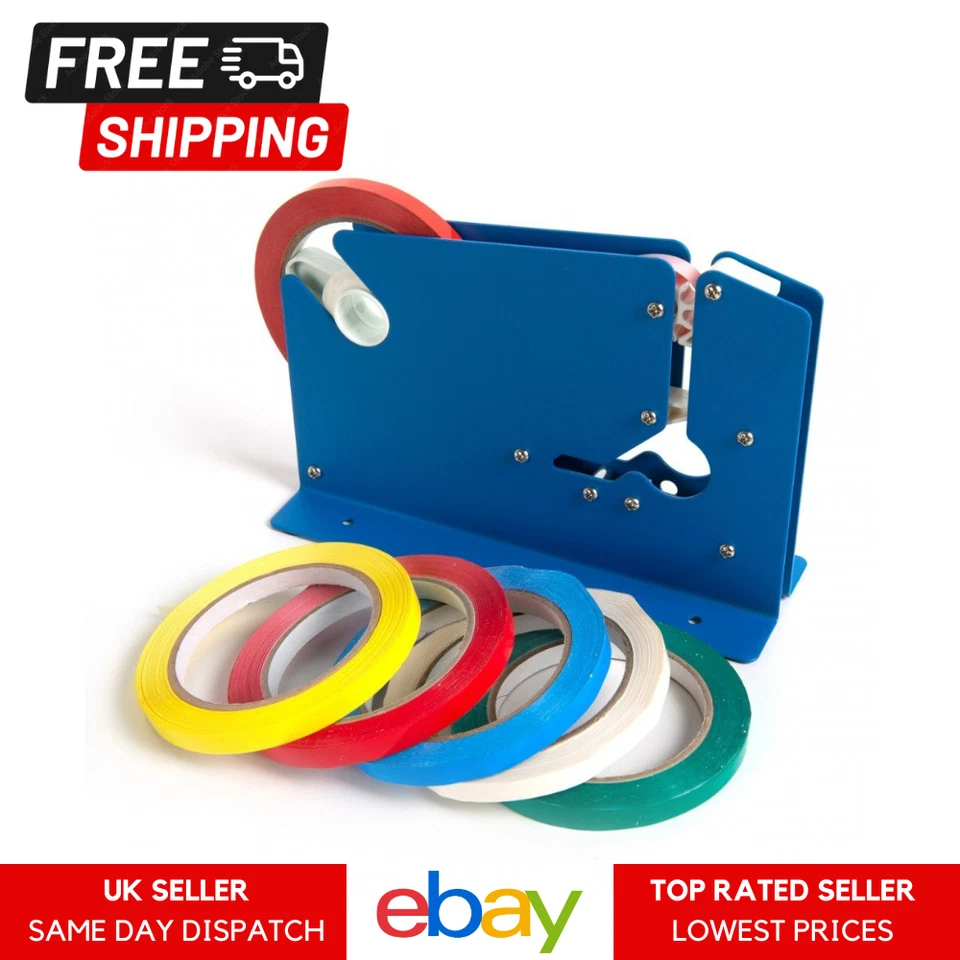 9mm x 66m Strong Vinyl Sealing Coloured Tape Plastic Bag Neck Sealer 5 Colours - Image 1 of 3