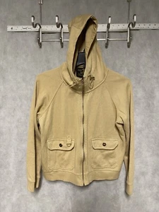 VTG Ralph Lauren Jacket Women L Beige Full Zip Hooded Sweatshirt Black Label Y2K - Picture 1 of 10