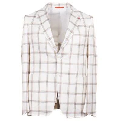 Abrigo Deportivo Isaia 'Capri' Crema-Dorado Cuadros Lana-Seda-Lino 38R (UE 48) NUEVO CON ETIQUETAS Foto 1 de 4