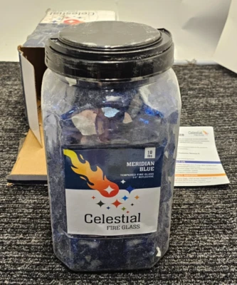 Celestial TRL-MB-10 1/2" Reflective Tempered Fire Glass iMeridian Blue 10 Pound - Image 1 of 4