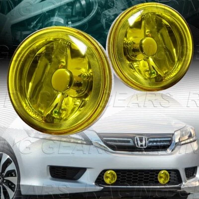 KIT DE LUCES DE PARACHOQUES ANTINIEBLA LENTE AMARILLA CARCASA CROMADA REDONDA UNIVERSAL DE 4" Foto 1 de 4