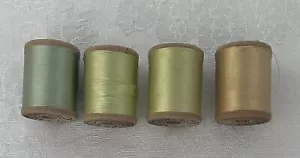 Vintage Lot of 4 Spools • Richardson’s SILK Thread Wooden Spools • Fly Fishing - Picture 1 of 3