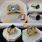 Mens Gold filled Simulated Sapphire Diamond Emerald Crystal Ring Various Size UK