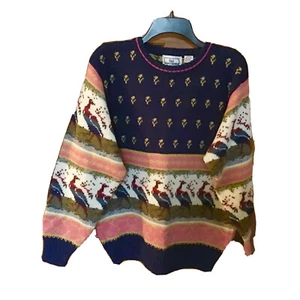 Barry Ashley Sweater Women’s Sz 20 Novelty Multicolor Birds Peacock Vintage - Picture 1 of 8