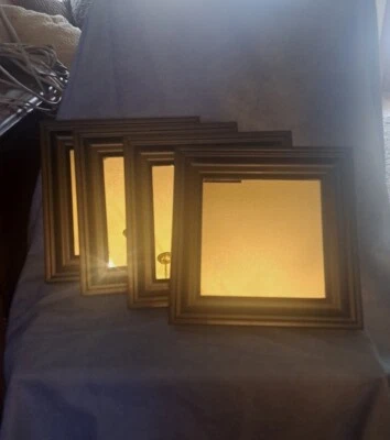 A Decorative Set Of 4 Framed Mirrors 8x8 Black In Color - Image 1 of 4