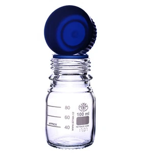 AUTOCLAVABLE REAGENT BOTTLE WITH POURING CAP & RING - 100ML - LABORATORY BOTTLE - Picture 1 of 3