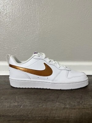 Nike Court Borough Low 2 SE GS White Metallic Copper Sz 7Y/Women 8.5 DQ5979-100 - Image 1 of 4