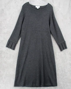 Vintage J Jill Sweater Dress Womens Large Petite Merino Wool Modest Midi Pleated - Picture 1 of 10