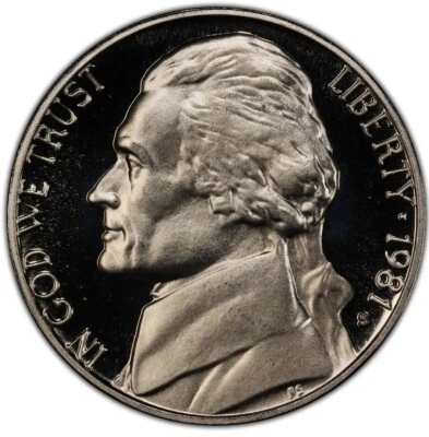 Jefferson Nickel 1981 S Type I PCGS Graded PR 70 Deep Cameo Uncirculated 5c - Image 1 of 4