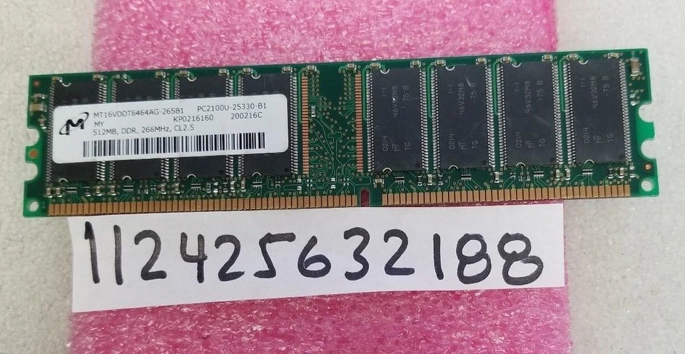 512MB DDR266 DDR1 266 PC2100 PC 2100 PC RAM 184PIN NON-ECC DUAL RANK 16CHIPS - Image 1 of 1