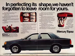 Mercury Topaz Blue Car Room for Your Body Perfect Shape Vintage Print Ad 1985 - Picture 1 of 4