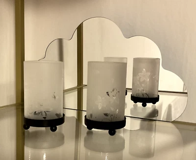 Windlichter Teelichthalter 2 Stück Blumen Schmetterlinge Glas Set - Bild 1 von 4