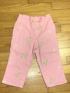 VTG Lilly Pulitzer Pink Lobster Flower Embroidered Cropped Pants Girls Size 5 - Picture 1 of 7