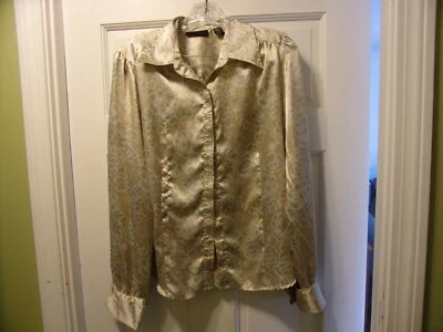 Blusa Apostrophe Talla L 12/14 Abotonada Manga Larga Cuello Estampado Floral Sedoso Foto 1 de 3