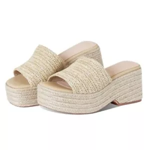 Platform Slip on Espadrille Sandals for Women Wedges Slides Bohemia 7 1 Apricot - Picture 1 of 7