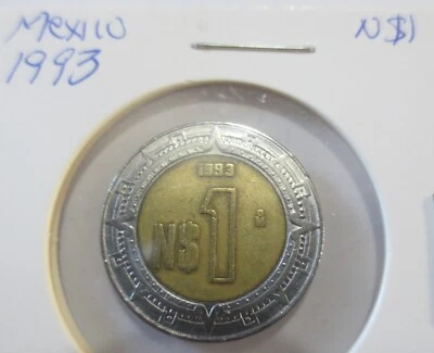 MONEDA DE 1 PESO MÉXICO 1993 bimetálica #2 Foto 1 de 2