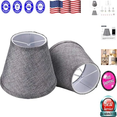 时尚夹式灰色亚麻灯罩 - 适合桌吊灯,2 包 — 第 1/4 张图片