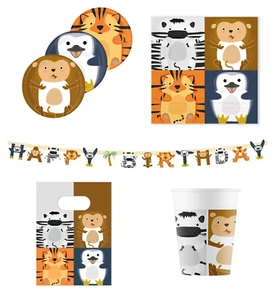Animales de zoológico fiesta vajilla decoraciones platos tazas servilletas zoológico fiesta suministros - Imagen 1 de 23