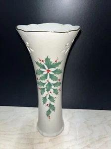 Lenox Holiday Dimension Collection 8” Holly Pierced Bud Vase #800831 - Picture 1 of 6