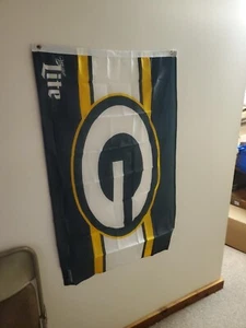 Green Bay Packers Miller Lite 30x48 PROMO Flag! NEW! Sealed! QTY AVAILABLE! - Picture 1 of 4