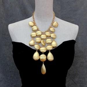 Festoon Necklace Gold Plated Brushed Bead For Women Jewelry Statement Necklace - Picture 1 of 6